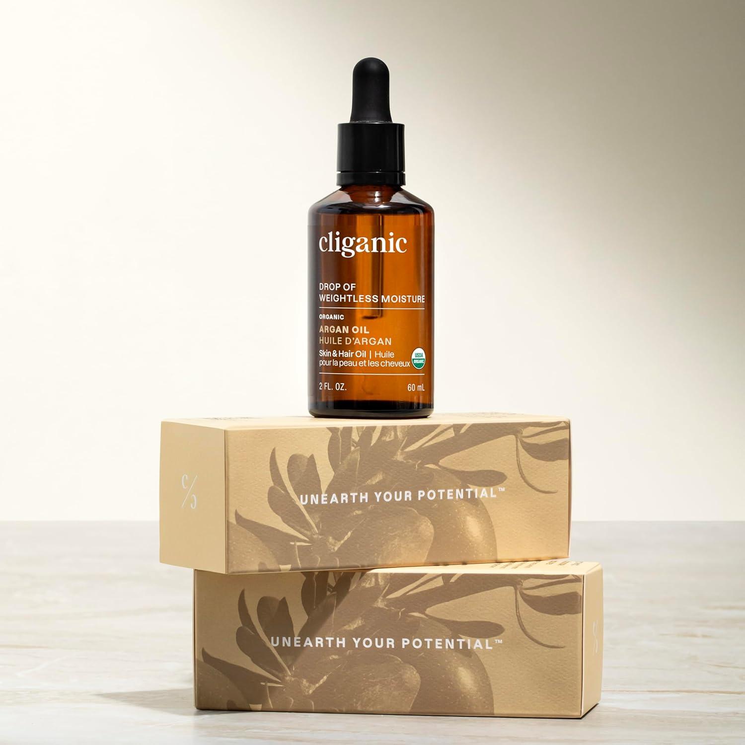 imageCliganic Organic Argan Oil 100 Pure for Hair Face amp Skin Natural Cold Pressed Carrier Oil Imported from Morocco2 Fl Oz Pack of 1