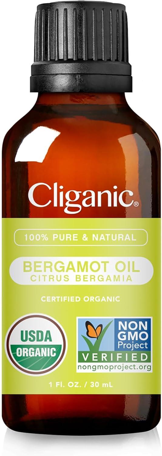 imageCliganic Organic Rosemary Essential Oil 100 Pure Natural for Hair Skin Aromatherapy NonGMO VerifiedBergamot