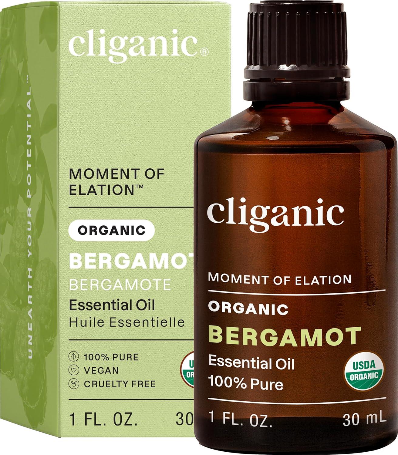 imageCliganic Organic Rosemary Essential Oil 100 Pure Natural for Hair Skin Aromatherapy NonGMO VerifiedBergamot