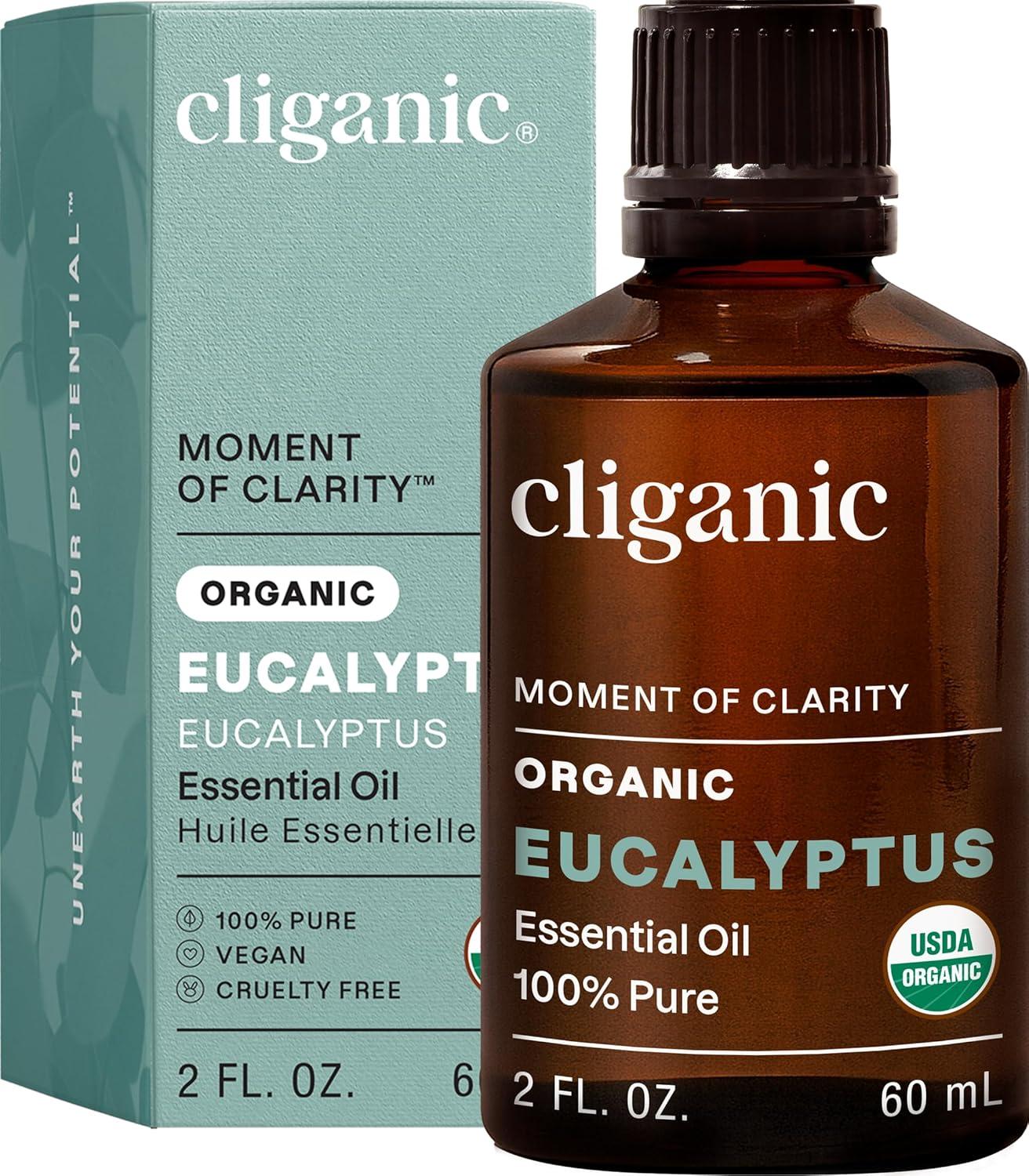 imageCliganic Organic Rosemary Essential Oil 100 Pure Natural for Hair Skin Aromatherapy NonGMO VerifiedEucalyptus