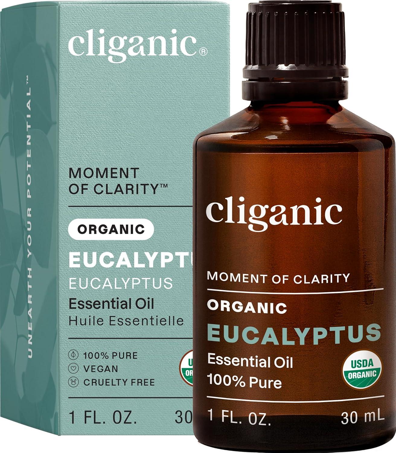 imageCliganic Organic Rosemary Essential Oil 100 Pure Natural for Hair Skin Aromatherapy NonGMO VerifiedEucalyptus