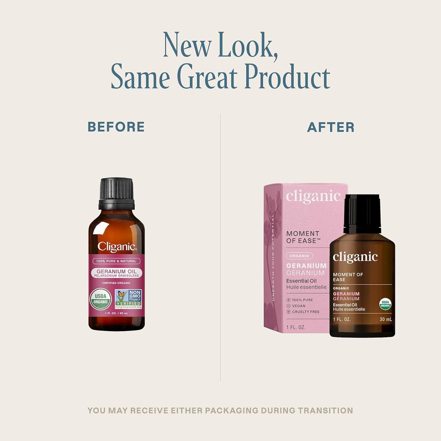 imageCliganic Organic Rosemary Essential Oil 100 Pure Natural for Hair Skin Aromatherapy NonGMO VerifiedGeranium