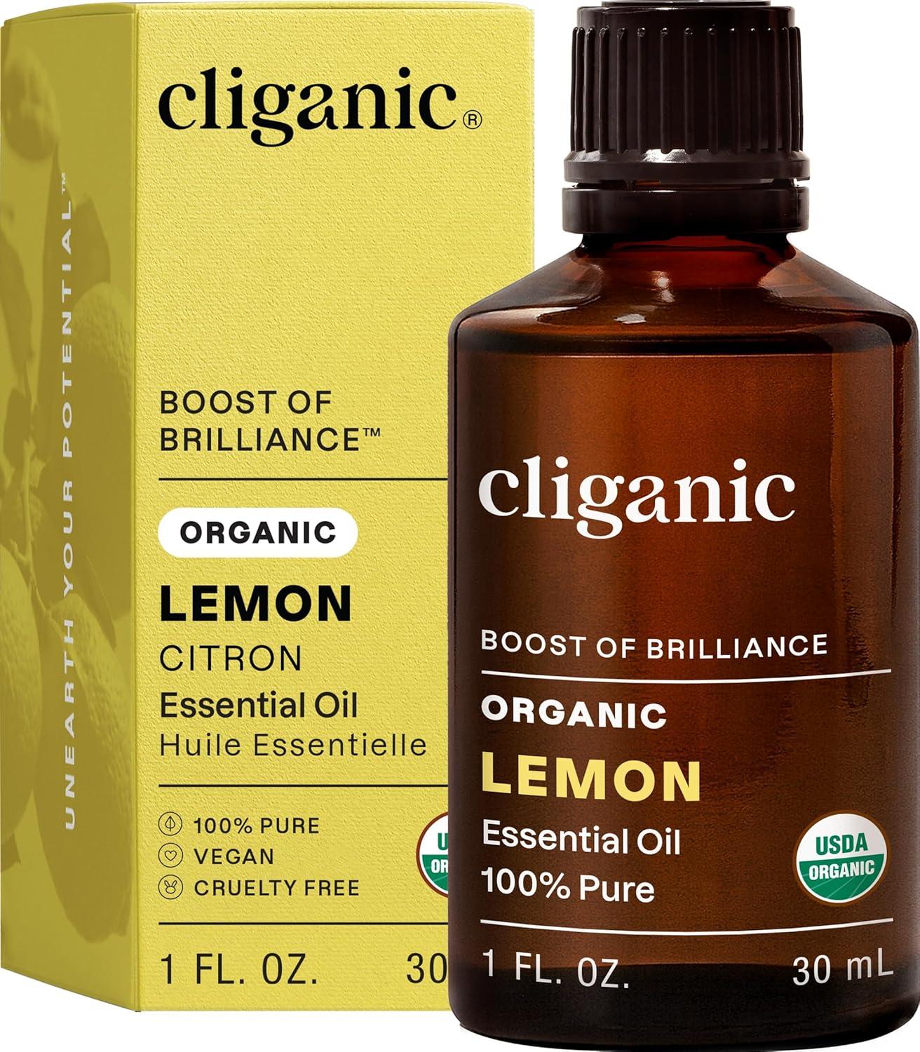 imageCliganic Organic Rosemary Essential Oil 100 Pure Natural for Hair Skin Aromatherapy NonGMO VerifiedLemon