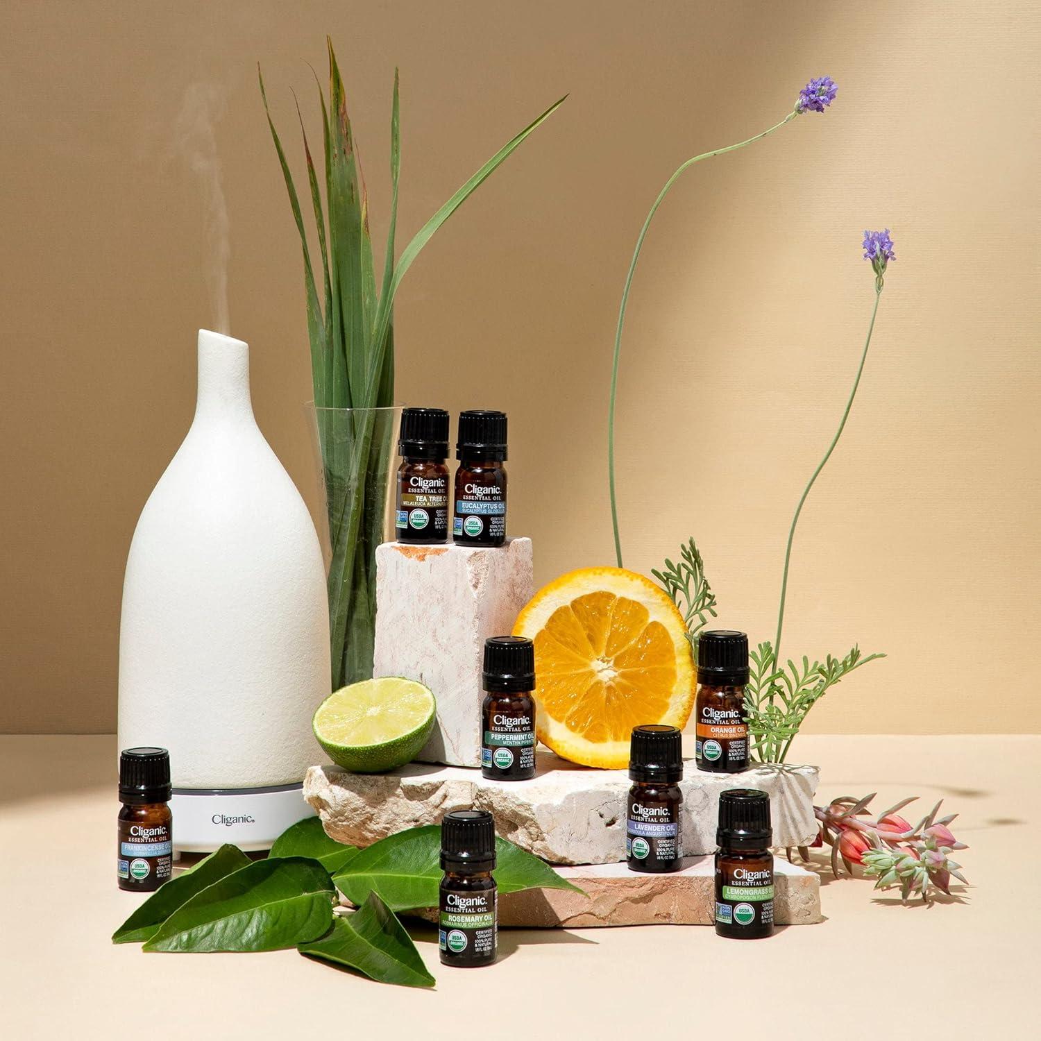 imageCliganic Organic Rosemary Essential Oil 100 Pure Natural for Hair Skin Aromatherapy NonGMO VerifiedLemon Tea Tree
