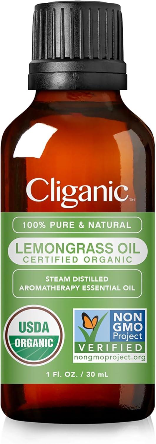 imageCliganic Organic Rosemary Essential Oil 100 Pure Natural for Hair Skin Aromatherapy NonGMO VerifiedLemongrass