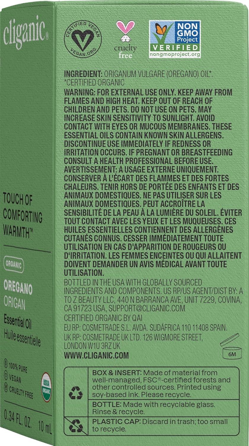 imageCliganic Organic Rosemary Essential Oil 100 Pure Natural for Hair Skin Aromatherapy NonGMO VerifiedOregano