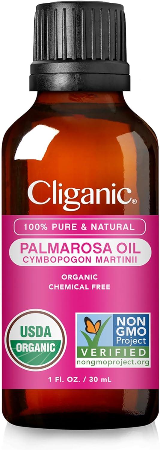 imageCliganic Organic Rosemary Essential Oil 100 Pure Natural for Hair Skin Aromatherapy NonGMO VerifiedPalmarosa