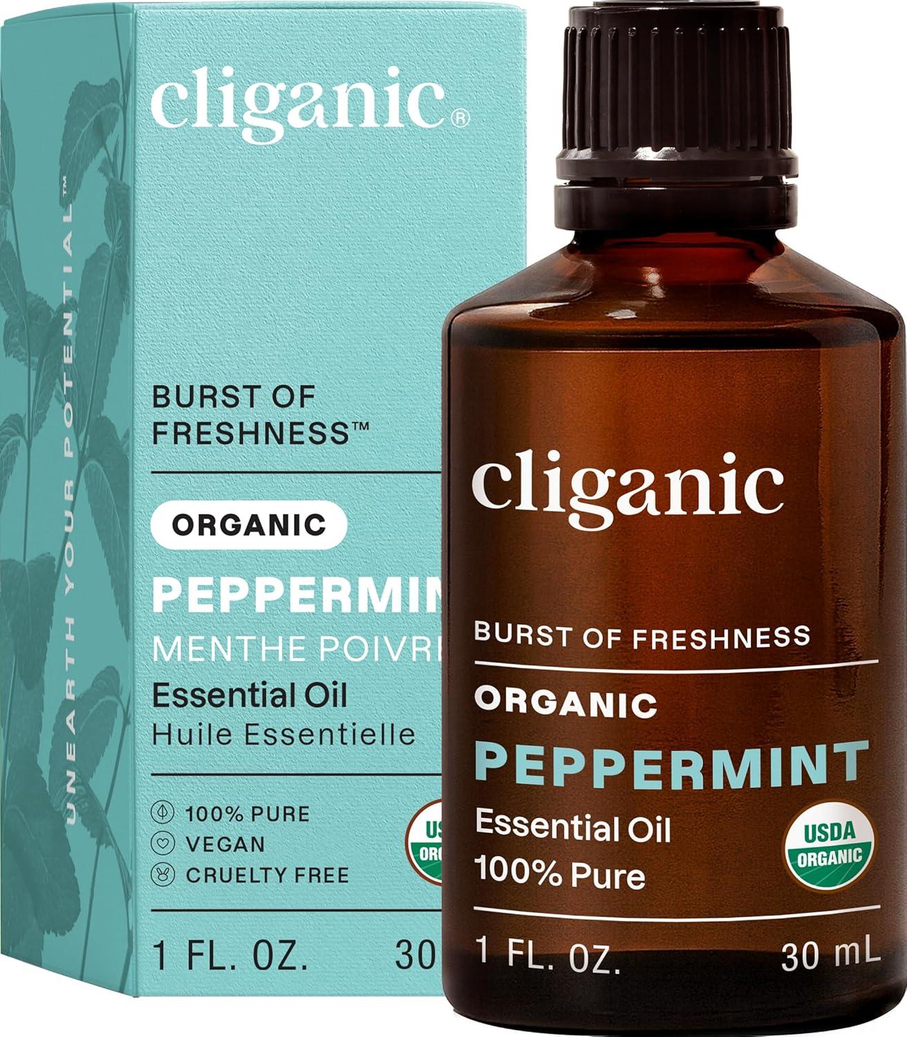 imageCliganic Organic Rosemary Essential Oil 100 Pure Natural for Hair Skin Aromatherapy NonGMO VerifiedPeppermint