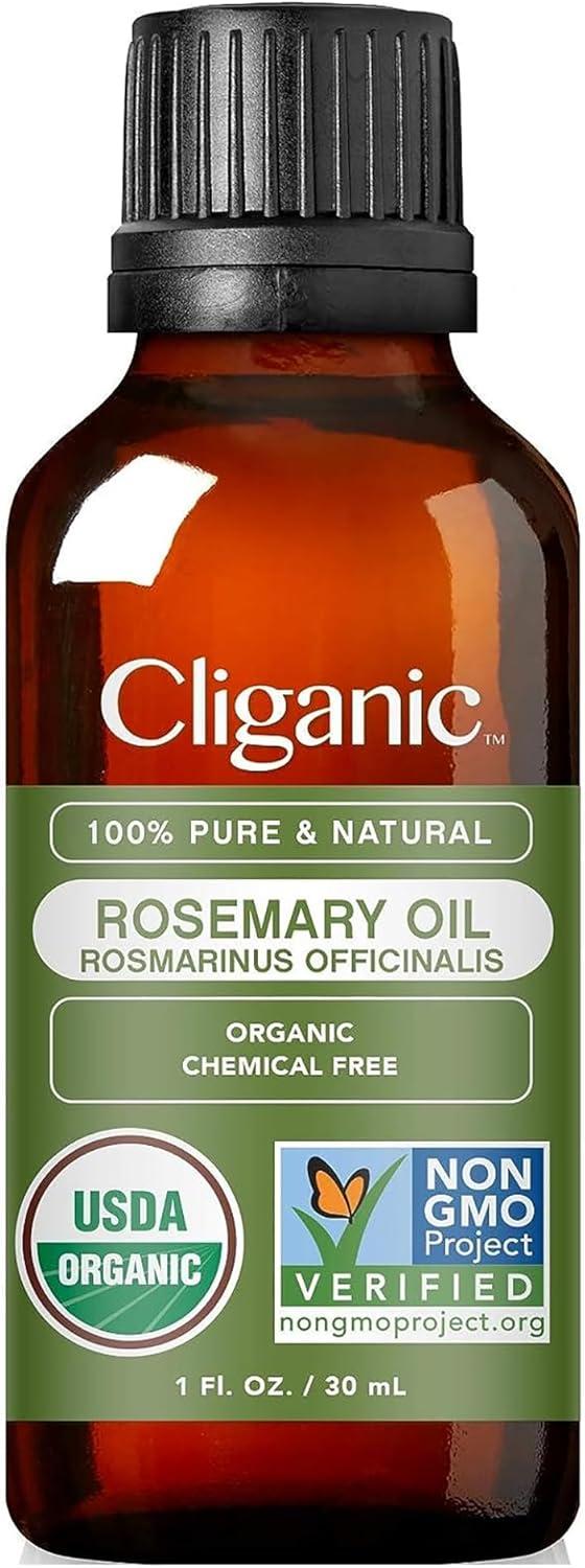 imageCliganic Organic Rosemary Essential Oil 100 Pure Natural for Hair Skin Aromatherapy NonGMO VerifiedRosemary