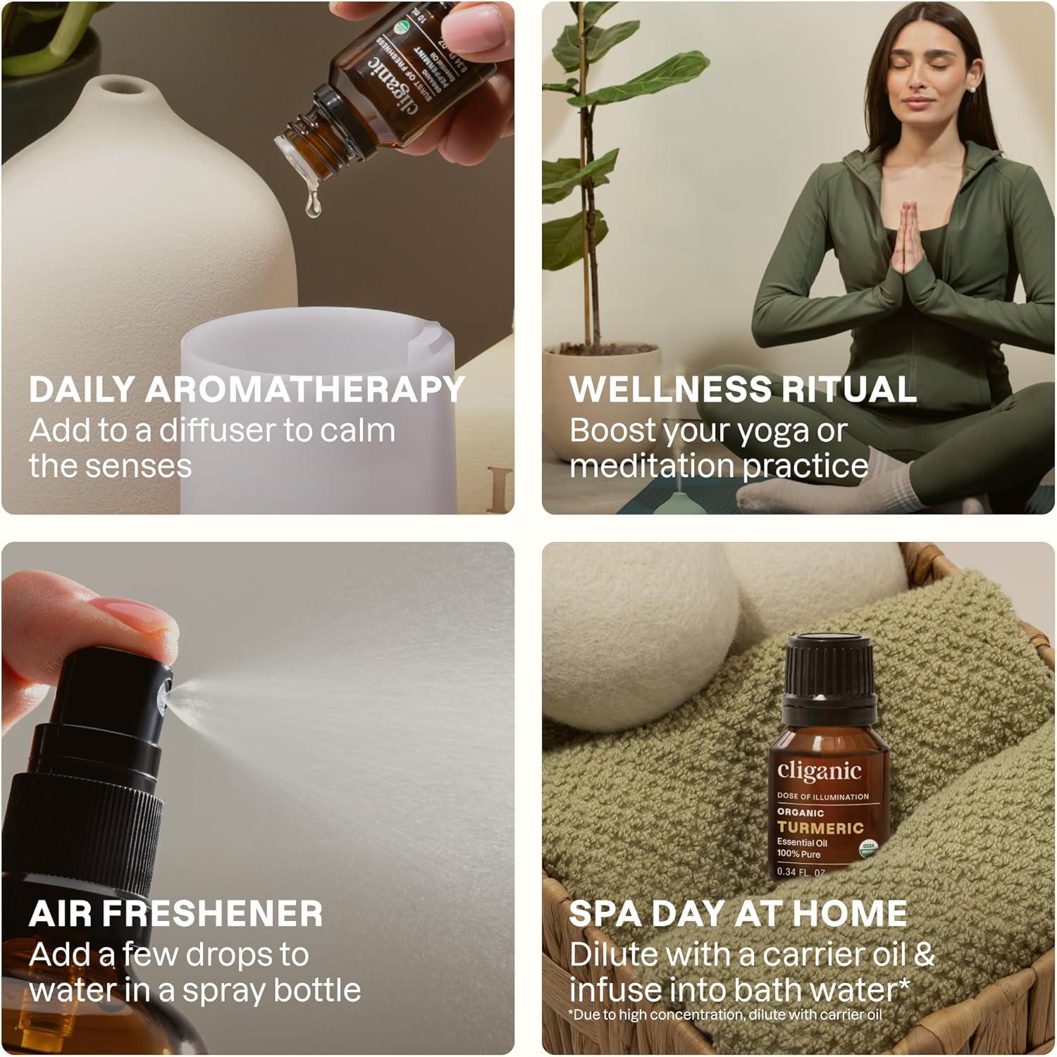 imageCliganic Organic Rosemary Essential Oil 100 Pure Natural for Hair Skin Aromatherapy NonGMO VerifiedTurmeric