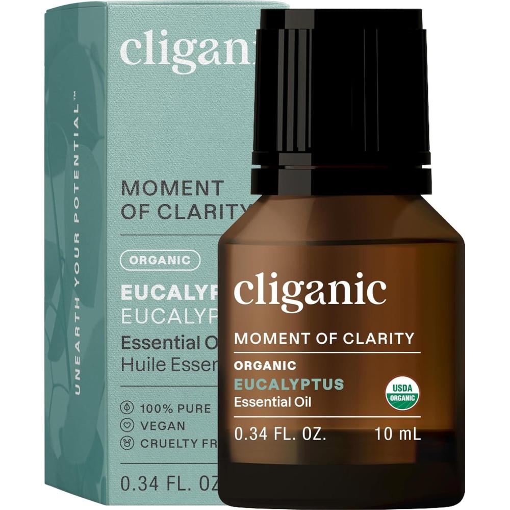 imageCliganic Organic Rosemary Essential Oil 100 Pure Natural for Hair Skin Aromatherapy NonGMO VerifiedEucalyptus