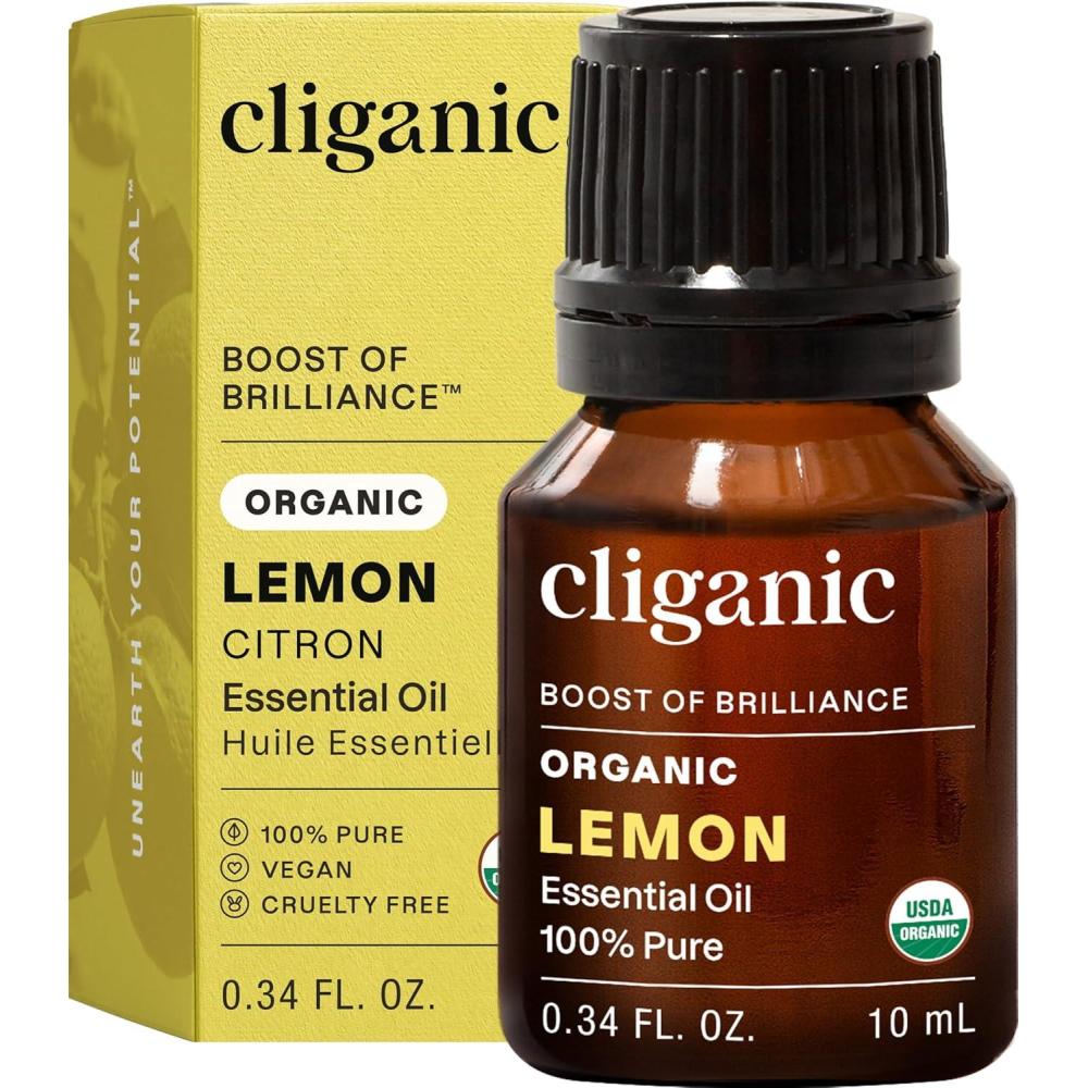 imageCliganic Organic Rosemary Essential Oil 100 Pure Natural for Hair Skin Aromatherapy NonGMO VerifiedLemon
