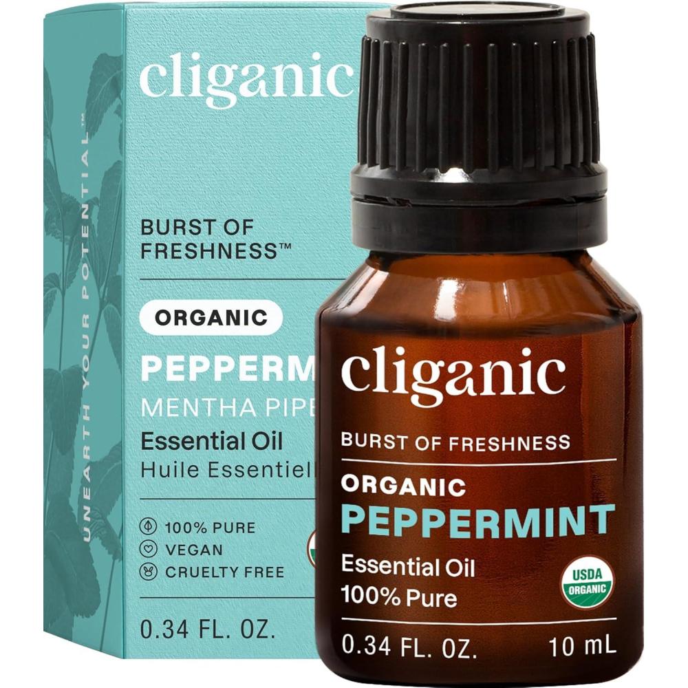 imageCliganic Organic Rosemary Essential Oil 100 Pure Natural for Hair Skin Aromatherapy NonGMO VerifiedPeppermint
