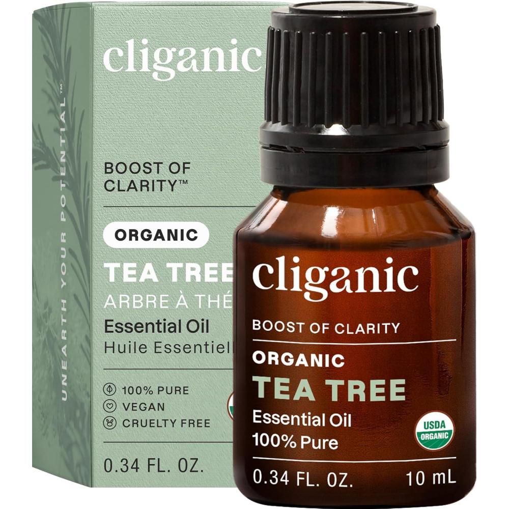 imageCliganic Organic Rosemary Essential Oil 100 Pure Natural for Hair Skin Aromatherapy NonGMO VerifiedTea Tree