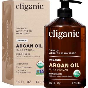 Cliganic Organic Argan Oil, 100% Pure | for Hair, Face & Skin | Natural Cold Pressed Carrier Oil, Imported from Morocco(16 Fl Oz (Pack of 1))