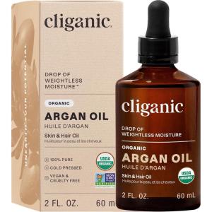 Cliganic Organic Argan Oil, 100% Pure | for Hair, Face & Skin | Natural Cold Pressed Carrier Oil, Imported from Morocco(2 Fl Oz (Pack of 1))