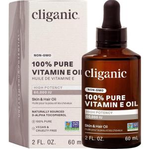 Cliganic Pure Vitamin E Oil for Skin, Scars, Hair & Face – 30,000 IU, Non-GMO Verified | Natural D-Alpha Tocopherol(2 Fl Oz (Pack of 1))