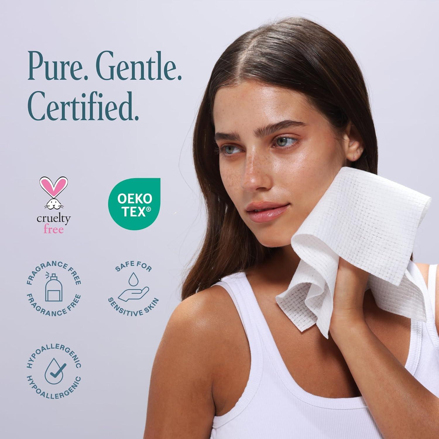 imageCliganic Clean Face Towels XL Disposable UltraAbsorbent Hypoallergenic amp Soft Makeup Remover Dry Wipes Pamper Your Face Feel Fresh amp Radiant Hygienic Towelettes for All Skin Types 50 Ct50 Count Pack of 1