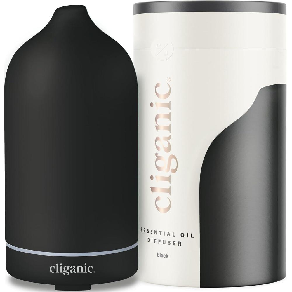 imageCliganic Ceramic Diffuser White 100ml Ultrasonic for Essential Oils Aromatherapy Home amp OfficeBlack