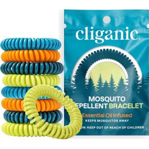 Cliganic 10 Pack Mosquito Repellent Bracelets for Adults & Kids – Natural DEET-Free Bands, Individually Wrapped(25 Count (Pack of 1))