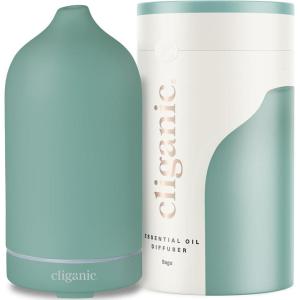 Cliganic Ceramic Diffuser (White), 100ml Ultrasonic for Essential Oils Aromatherapy, Home & Office(Sage)