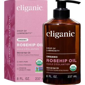 Cliganic Organic Rosehip Seed Oil for Face, 100% Pure | Natural Cold Pressed Unrefined Non-GMO | Carrier Oil for Skin, Hair & Nails(8 Fl Oz (Pack of 1))