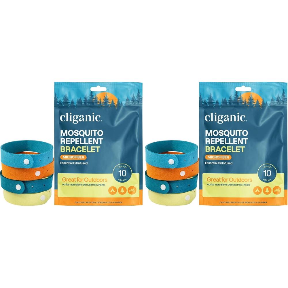 imageCliganic Mosquito Repellent Microfiber Bracelets 10 Count  for Adults and Kids DEET Free Wristbands10 Count Pack of 2