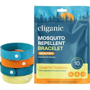 Cliganic Mosquito Repellent Microfiber Bracelets (10 Count) – for Adults and Kids, DEET Free Wristbands(10 Count (Pack of 1))