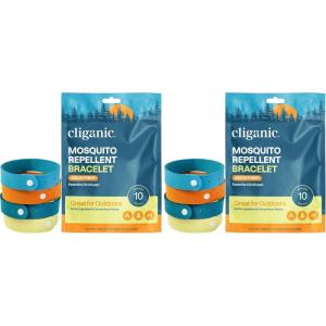Cliganic Mosquito Repellent Microfiber Bracelets (10 Count) – for Adults and Kids, DEET Free Wristbands(10 Count (Pack of 2))