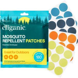 Cliganic Mosquito Repellent Stickers (180 Pack) – Patches for Kids & Adults, Natural DEET-Free, Citronella Essential Oil Infused(180 Count (Pack of 1))