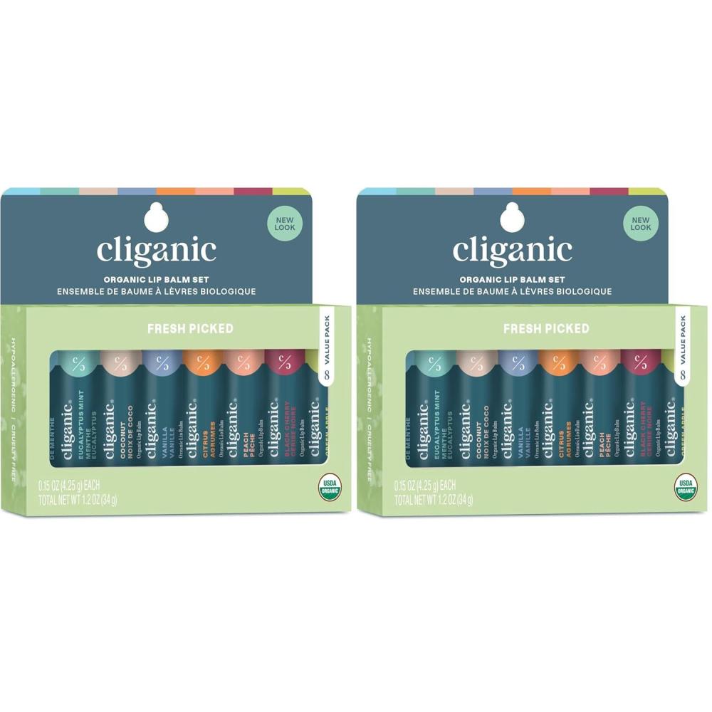 imageCliganic Organic Lip Balm Set  4 Flavors  Natural Hydrating for Cracked amp Dry Lips1 Count Pack of 16