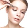 Cliganic Professional Eyebrow Tweezers Slant Tip – Precision for Men & Women, Stainless Steel Best for Plucking Chin Facial Hair(Blue)