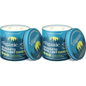 Cliganic Natural Mosquito Repellent Candle (Large 16oz, Pack of 2) | Citronella, DEET Free, Essential Oil Infused for Outdoor, Camping | Burns 55 Hours(Pack of 2)