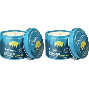 Cliganic Natural Mosquito Repellent Candle (Pack of 2) | Citronella, DEET Free, Essential Oil Infused for Outdoor, Camping | Burns 18 Hours(Pack of 2)