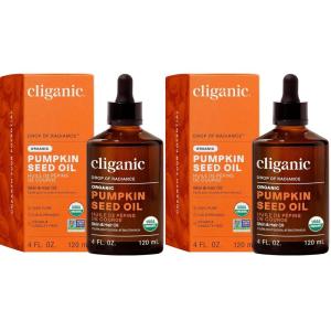 Cliganic Organic Pumpkin Seed Oil, 100% Pure – For Face & Hair | Natural Cold Pressed Unrefined (Packaging May Vary)(4 Fl Oz (Pack of 2))