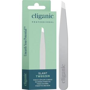 Cliganic Professional Eyebrow Tweezers Slant Tip – Precision for Men & Women, Stainless Steel Best for Plucking Chin Facial Hair(Silver)