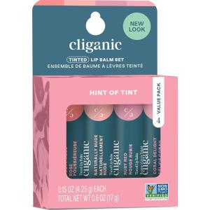 Cliganic Tinted Lip Balm Set – 4 Colors, Hydrating, Enriched with Vitamin E, Cruelty Free, Stocking Stuffer Gift(0.6 Ounce (Pack of 1))