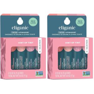 Cliganic Tinted Lip Balm Set – 4 Colors, Hydrating, Enriched with Vitamin E, Cruelty Free, Stocking Stuffer Gift(0.6 Ounce (Pack of 2))