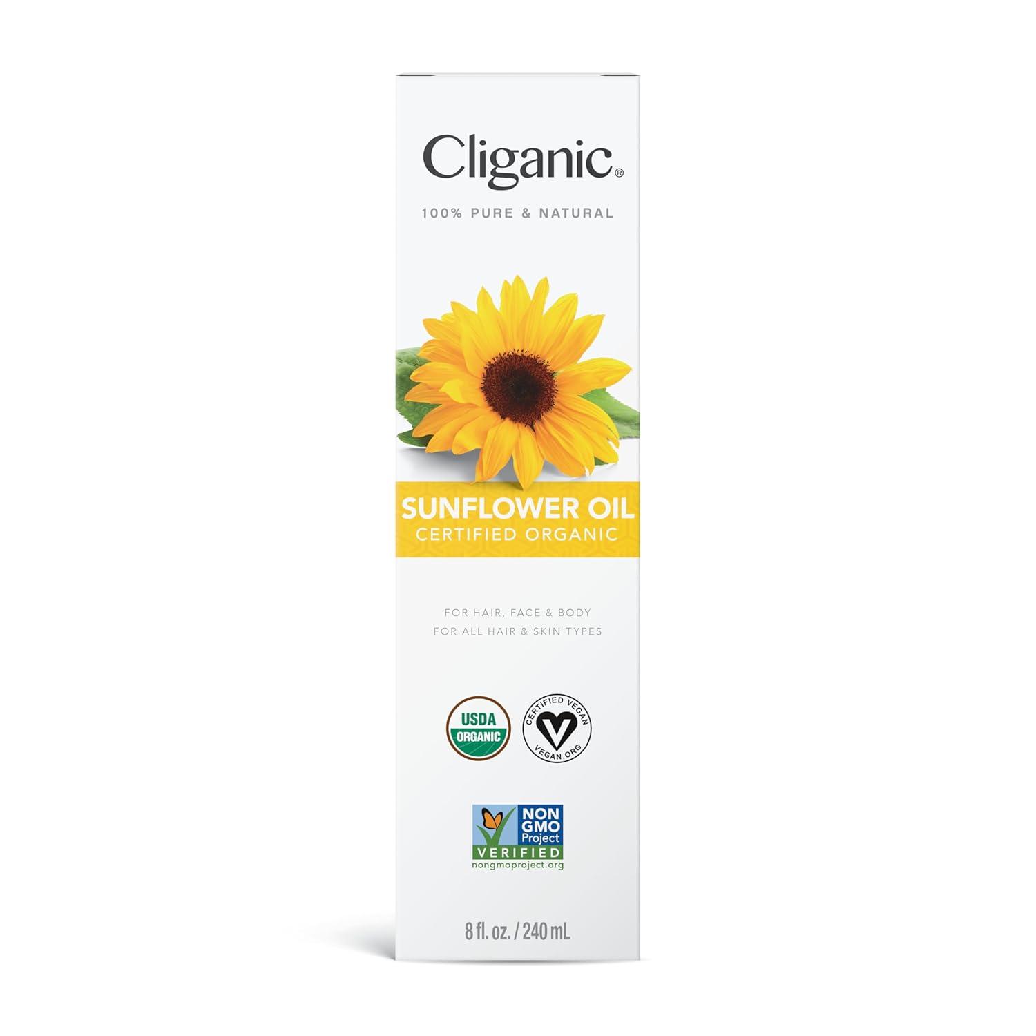 imageCliganic Organic Sunflower Oil 100 Pure 8oz For Skin Hair amp Face Natural Cold Pressed Unrefined8 Fl Oz Pack of 1