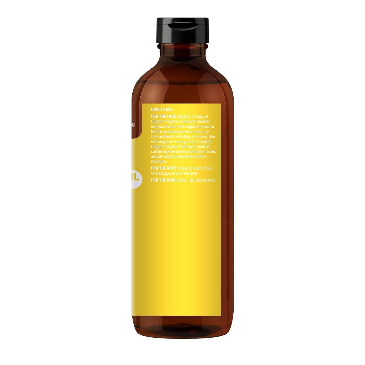 imageCliganic Organic Sunflower Oil 100 Pure 8oz For Skin Hair amp Face Natural Cold Pressed Unrefined8 Fl Oz Pack of 1