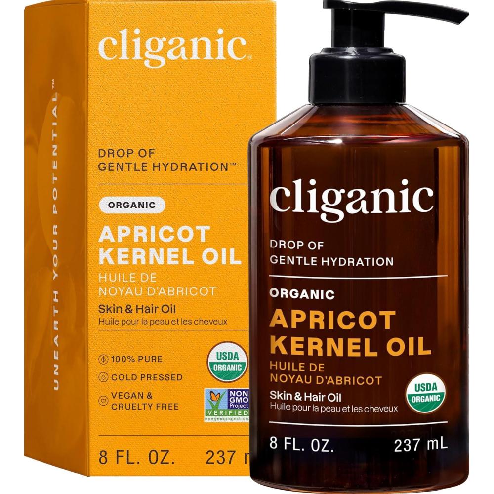 imageCliganic Organic Apricot Oil 100 Pure 8oz For Skin Hair amp Face Natural Cold Pressed Unrefined8 Fl Oz Pack of 1