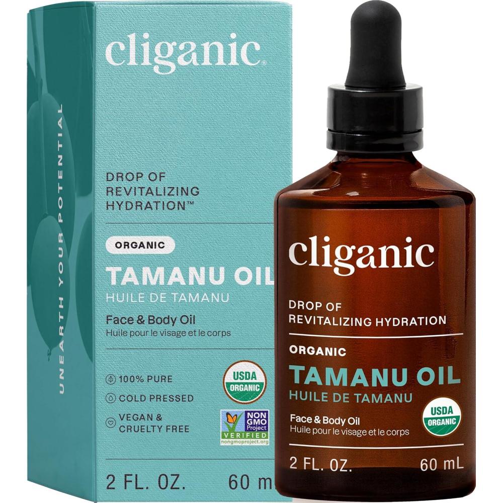 imageCliganic USDA Organic Tamanu Oil 100 Pure  For Face Hair amp Skin  Natural Cold Pressed Unrefined HexaneFree2 Fl Oz Pack of 1