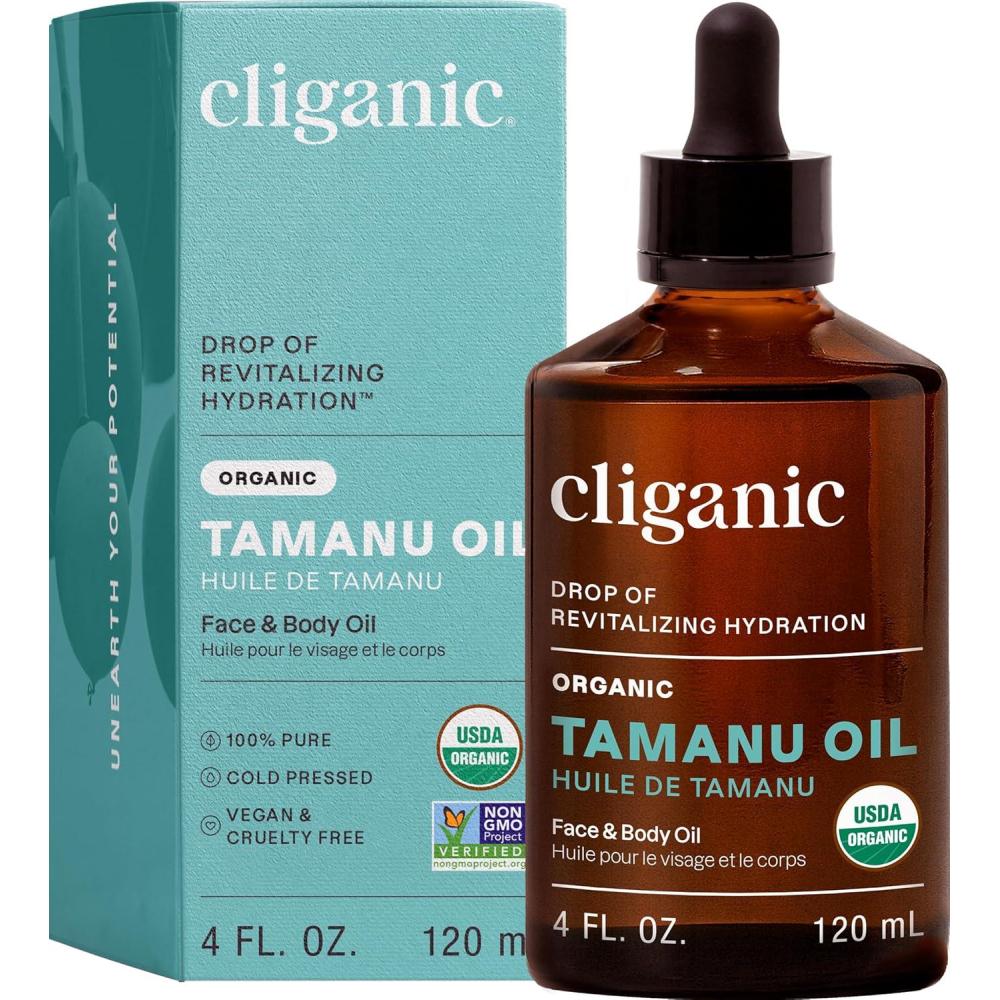 imageCliganic USDA Organic Tamanu Oil 100 Pure  For Face Hair amp Skin  Natural Cold Pressed Unrefined HexaneFree4 Fl Oz Pack of 1