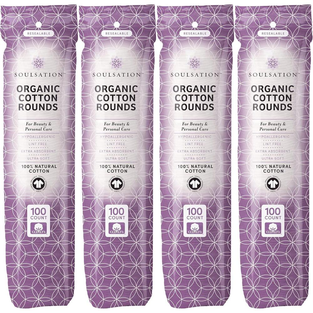 imageOrganic Cotton Rounds 400 Count Makeup Remover Pads for Face LintFree100 Count Pack of 4
