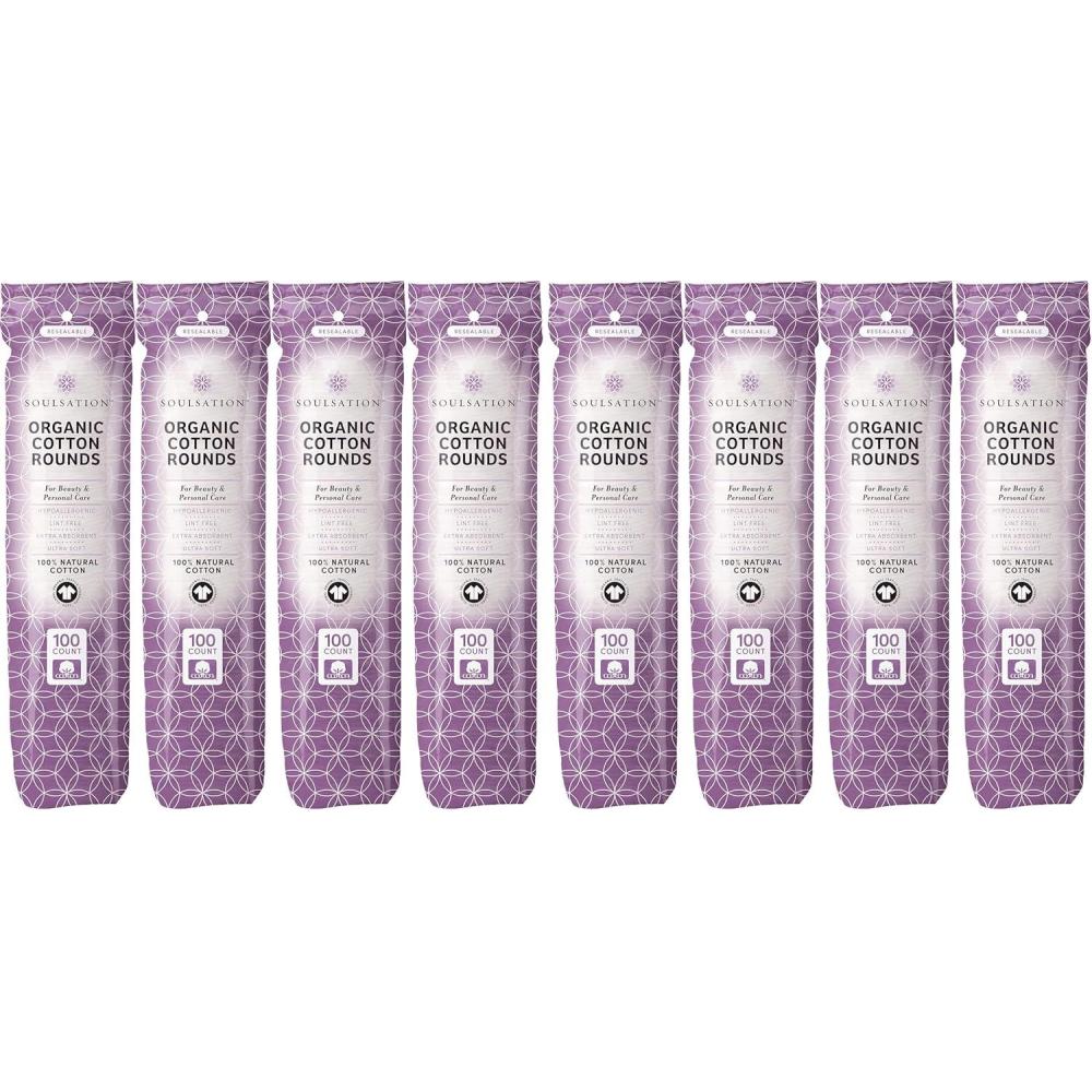 imageOrganic Cotton Rounds 400 Count Makeup Remover Pads for Face LintFree100 Count Pack of 8