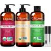 Cliganic Organic Bulk Carrier Oil Trio – Jojoba, Argan & Castor (16oz each)