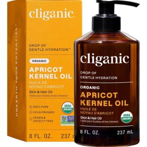 Cliganic Organic Apricot Oil, 100% Pure (8oz) – For Skin, Hair & Face | Natural Cold Pressed Unrefined(8 Fl Oz (Pack of 1))