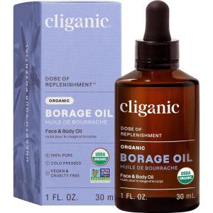 Cliganic Organic Borage Seed Oil for Face, 100% Pure (1oz) – Natural Non-GMO Cold Pressed(1 Fl Oz (Pack of 1))