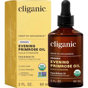 Cliganic Organic Evening Primrose Oil, 100% Pure (1oz) – For Hair & Face | Natural Cold Pressed Unrefined (Packaging May Vary)(2 Fl Oz (Pack of 1))