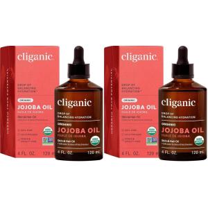 Cliganic Organic Jojoba Oil 32 oz, 100% Pure | Bulk, Natural Cold Pressed Unrefined Hexane Free Oil for Hair & Face(4 Fl Oz (Pack of 2))